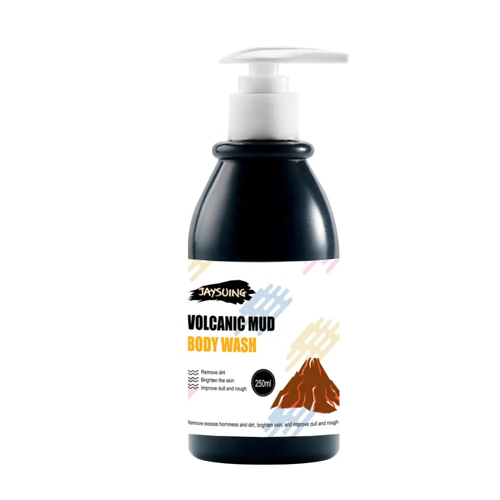 Hot Sale Jaysuing Volcanic Mud Shower Gel Fast Whitening Deep Clean Skin Moisturizing Exfoliating Whole Body Wash