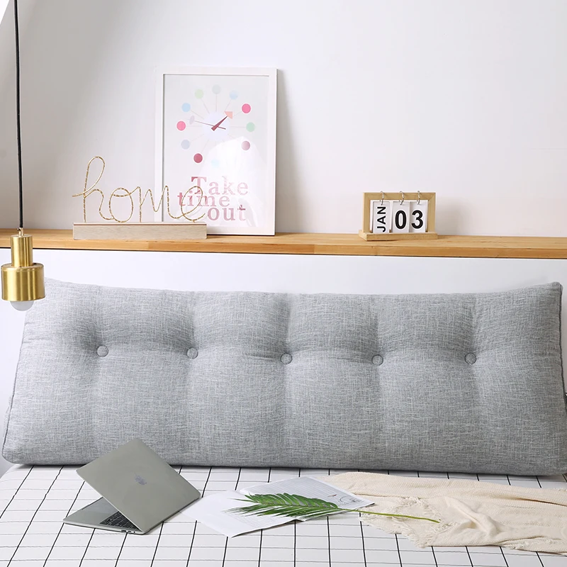 2023 hot sale artificial cotton and linen triangle cushion double head cushion wedge headboard pillow for bed