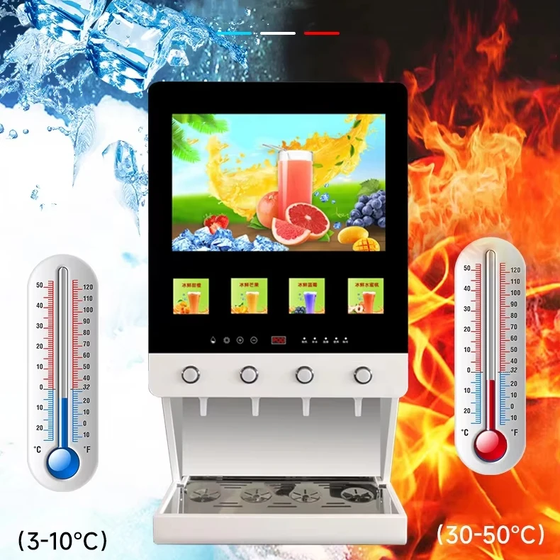 Smart Automatic Instant 4 Flavours Ice Concentrated Hot And Cold Juice Beverage Vending Machine