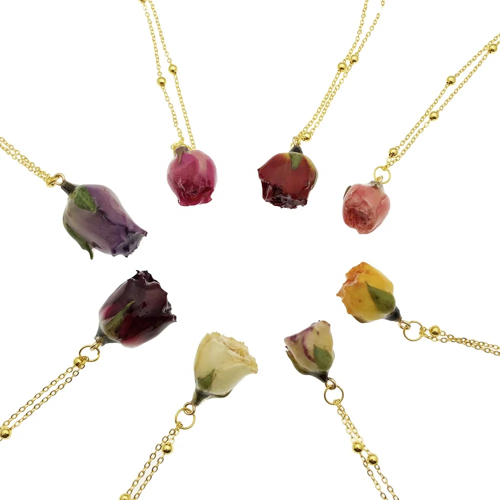 Ювелирное изделие на День святого Валентина минималистичное ожерелье с розами из смолы в виде цветка для создания ювелирных украшений