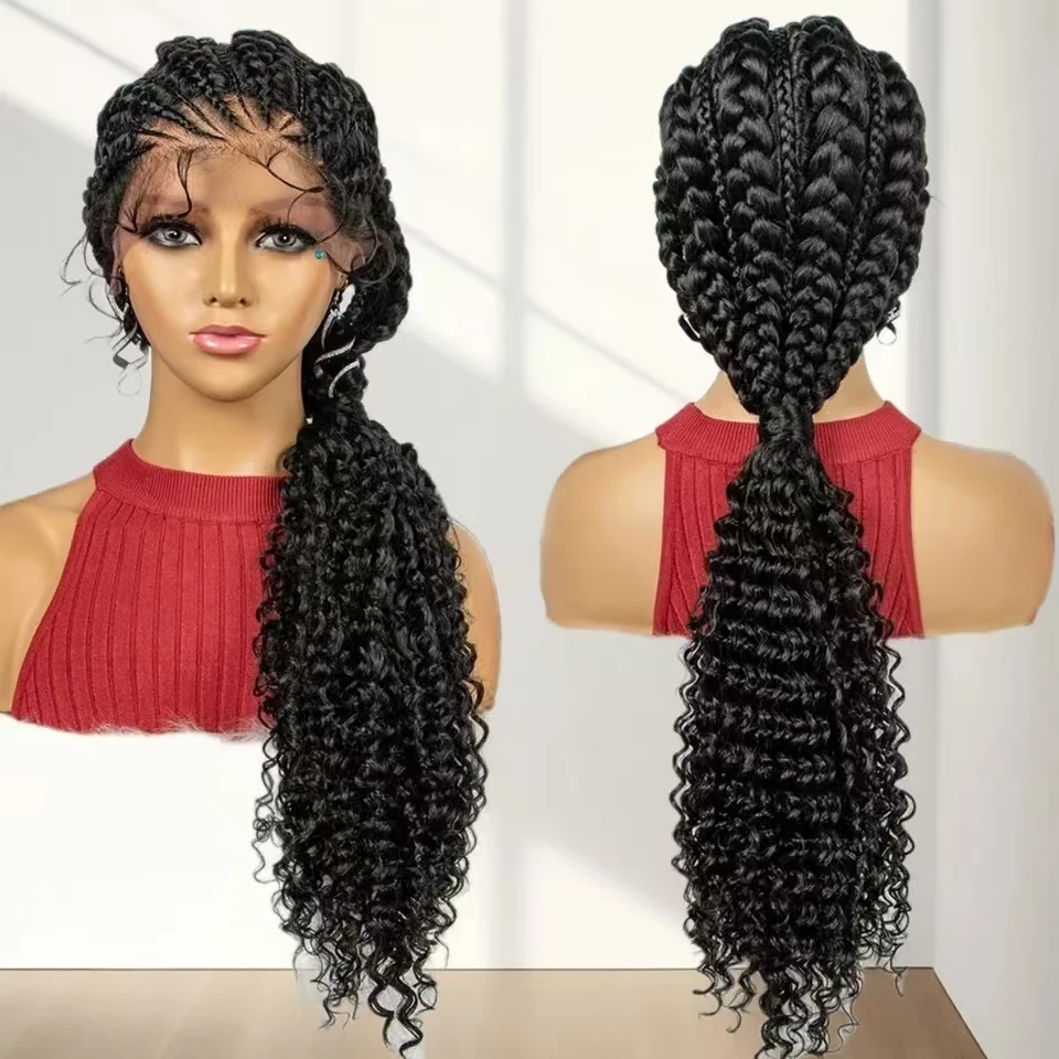 Synthetic Lace Braided Wig Ready to Ship Ponytail Wigs Dreadlock Twist Front Glueless with Baby Hair