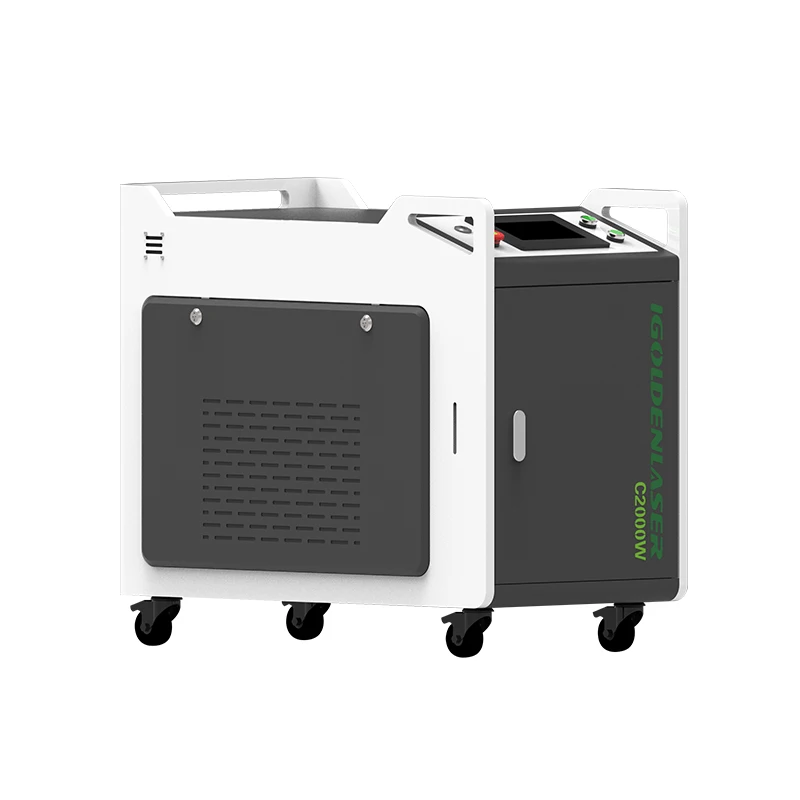 The portable laser cleaning machine is small in size and equipped with universal wheels, which makes it easy to move.