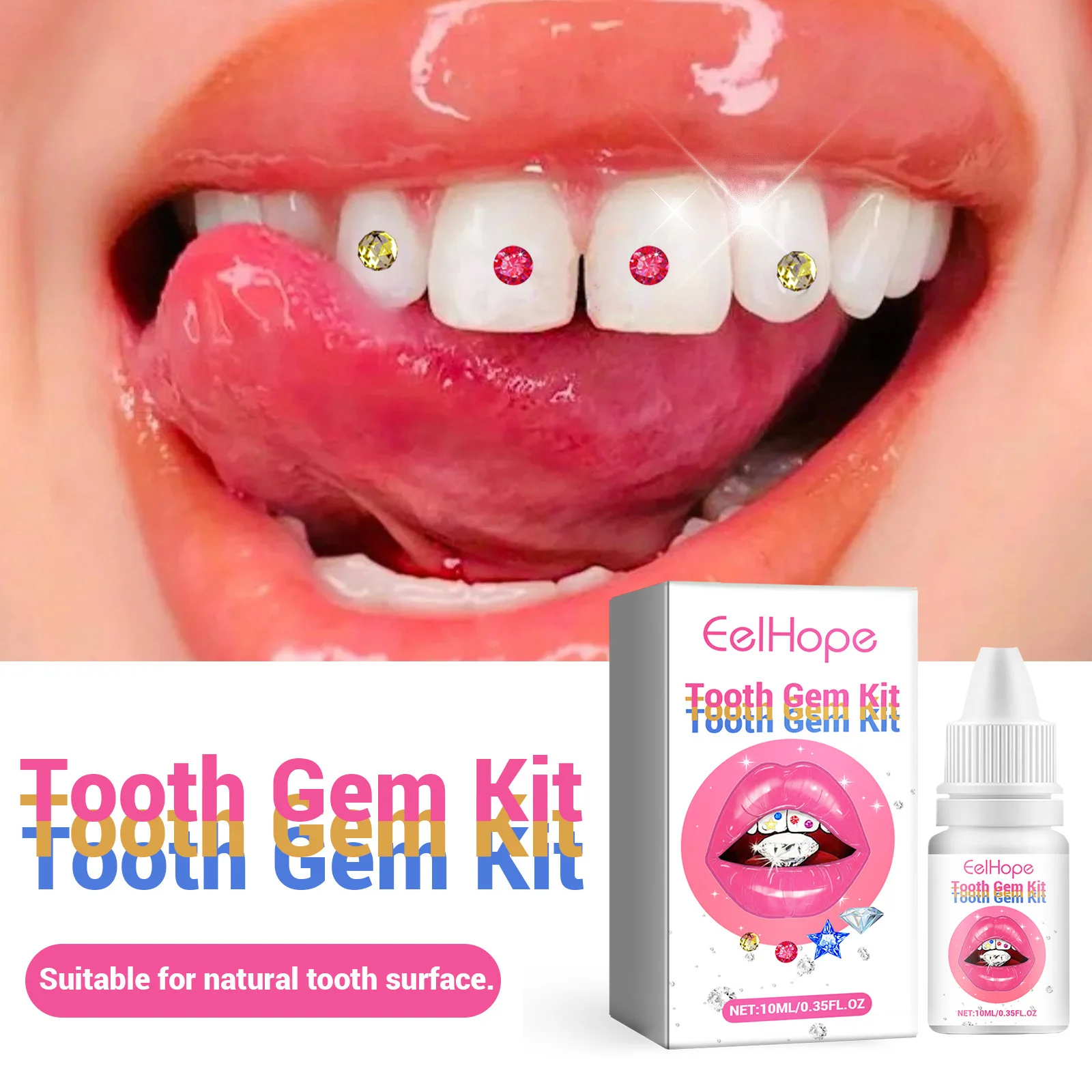 Hot Sale DIY Teeth Gems Kit With Curing Light And Glue Dental Decoration Diamond Crystal Tooth Gems Glue Kit