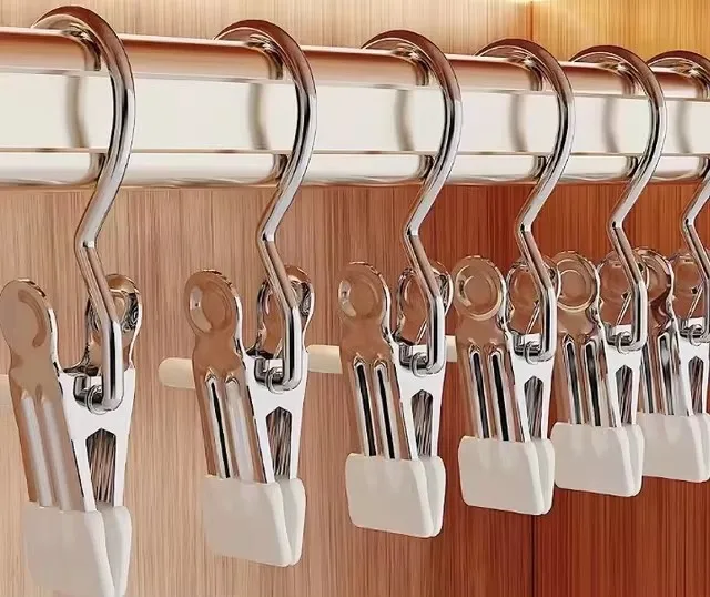 Stainless Steel Clothespins Laundry Hooks With Hooks Pants Rack Portable Hanging Clothespins Closet Clothes Storage Box Hanger