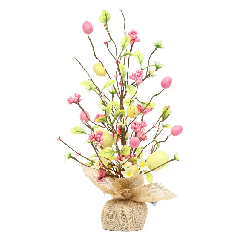 Wholesale Easter Home Decor Lighting Led Decorations Easter Egg Trees LED Luminous Tabletop Decoration Lighted Easter Tree
