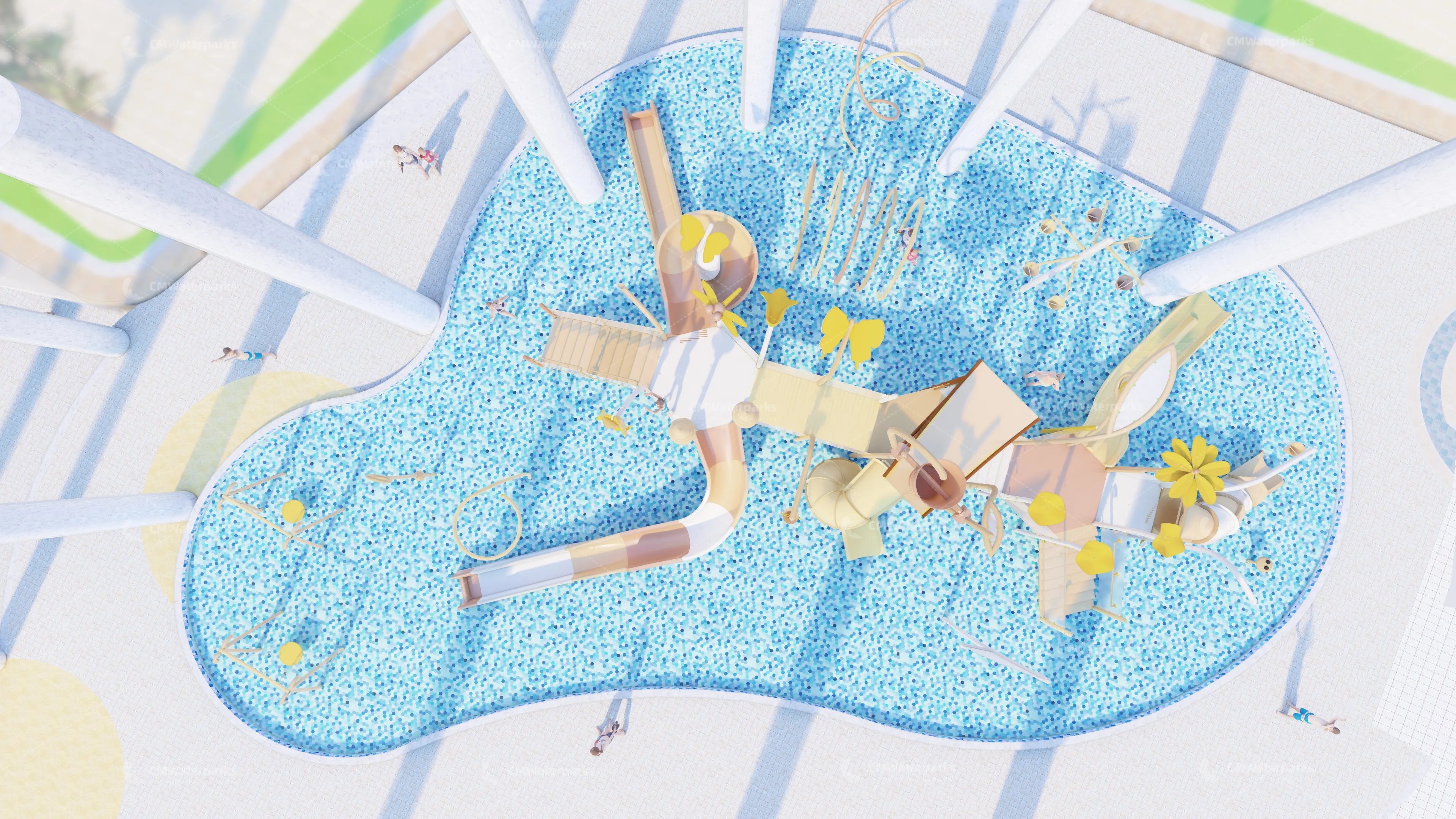 2024 New Design 3D Model Outdoor waterpark amusement swing park Equipment Case Fiberglass Slide