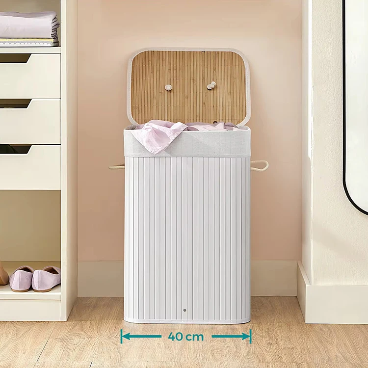 Custom Wholesale Bamboo Storage Clothes Folding Laundry Basket With Lid Home Storage Laundry Basket