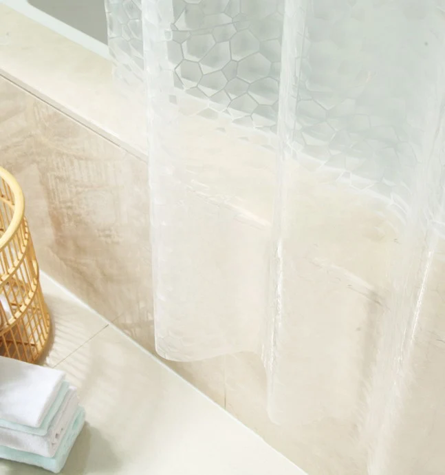 Transparent Customized Size Style Water Cube, Prismatic Ripple PVEA Waterproof Shower Curtain