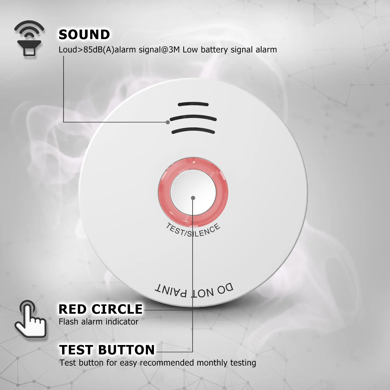 NF Manufacture UL NF VDS LPCB BOSEC ACTIVFIRE approved 10 Years Lithium Battery radio frequency fire alarm GS508