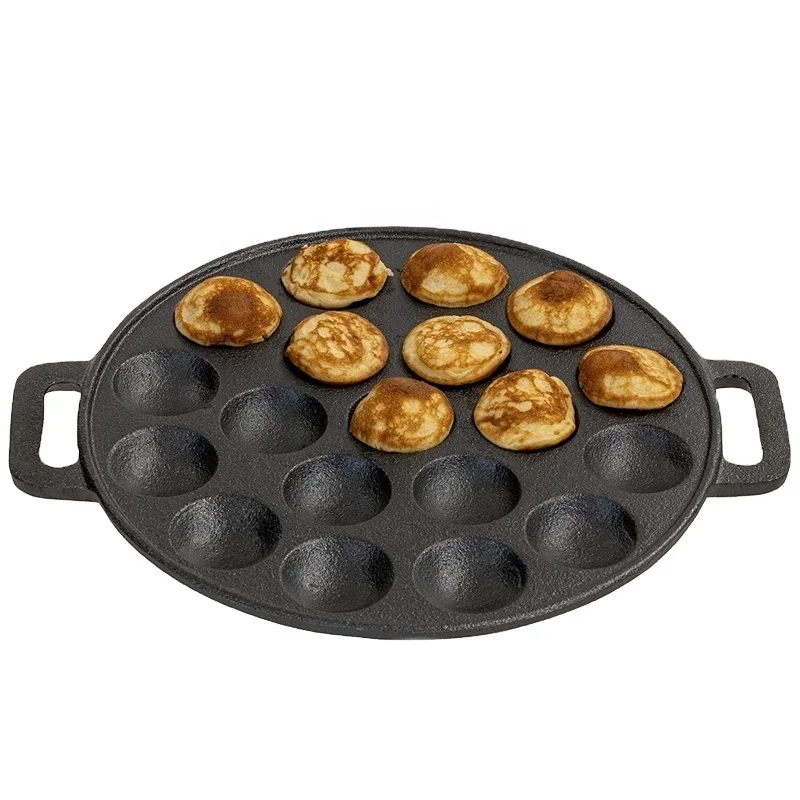 Wholesale bakeware Pre-seasoned Cast Iron Pancake dorayaki octopus ball maker Poffertjes Takoyaki frypan