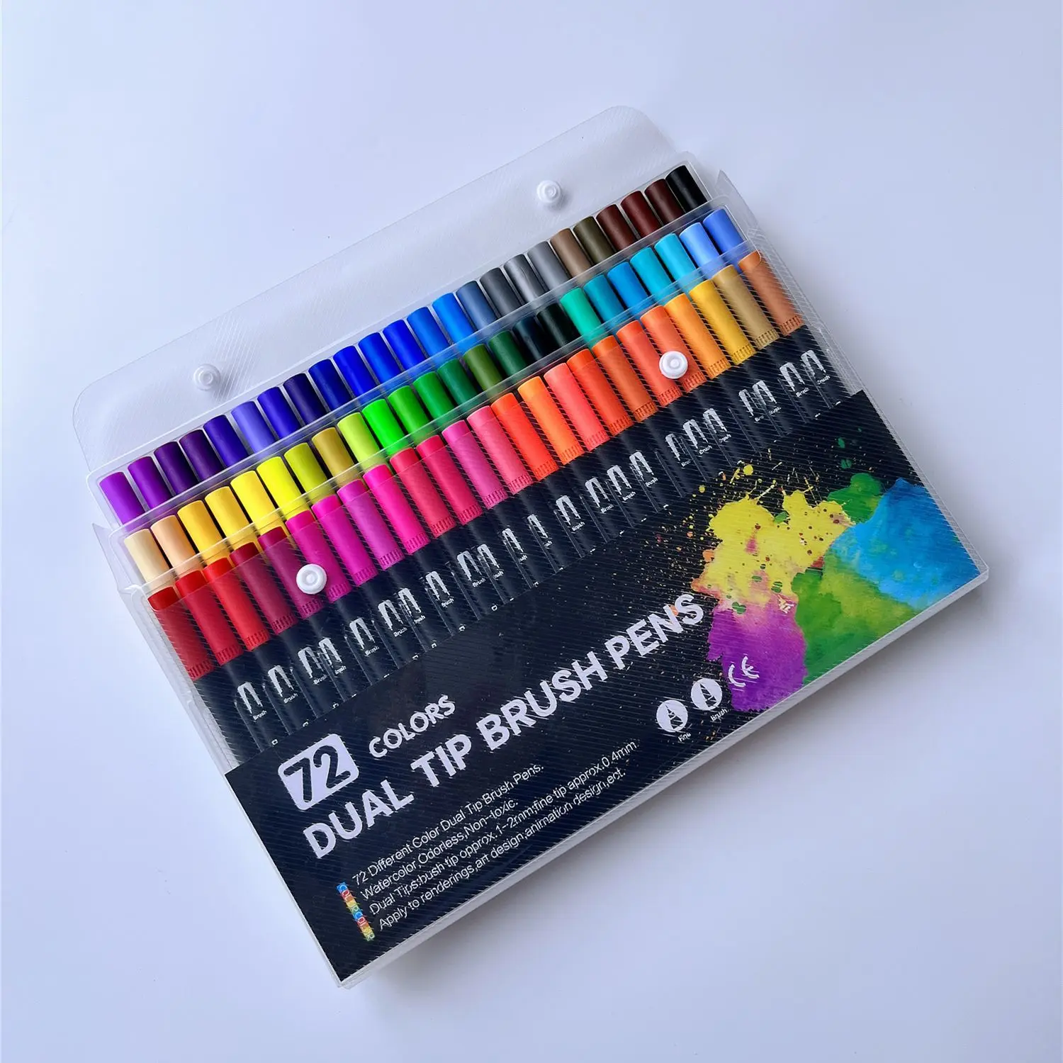 72 Colors Dual Tip Brush Pens Highlighter 72 Art Markers 0.4mm Fine liners & Brush Tip Watercolor Pen Set for Adult and kids