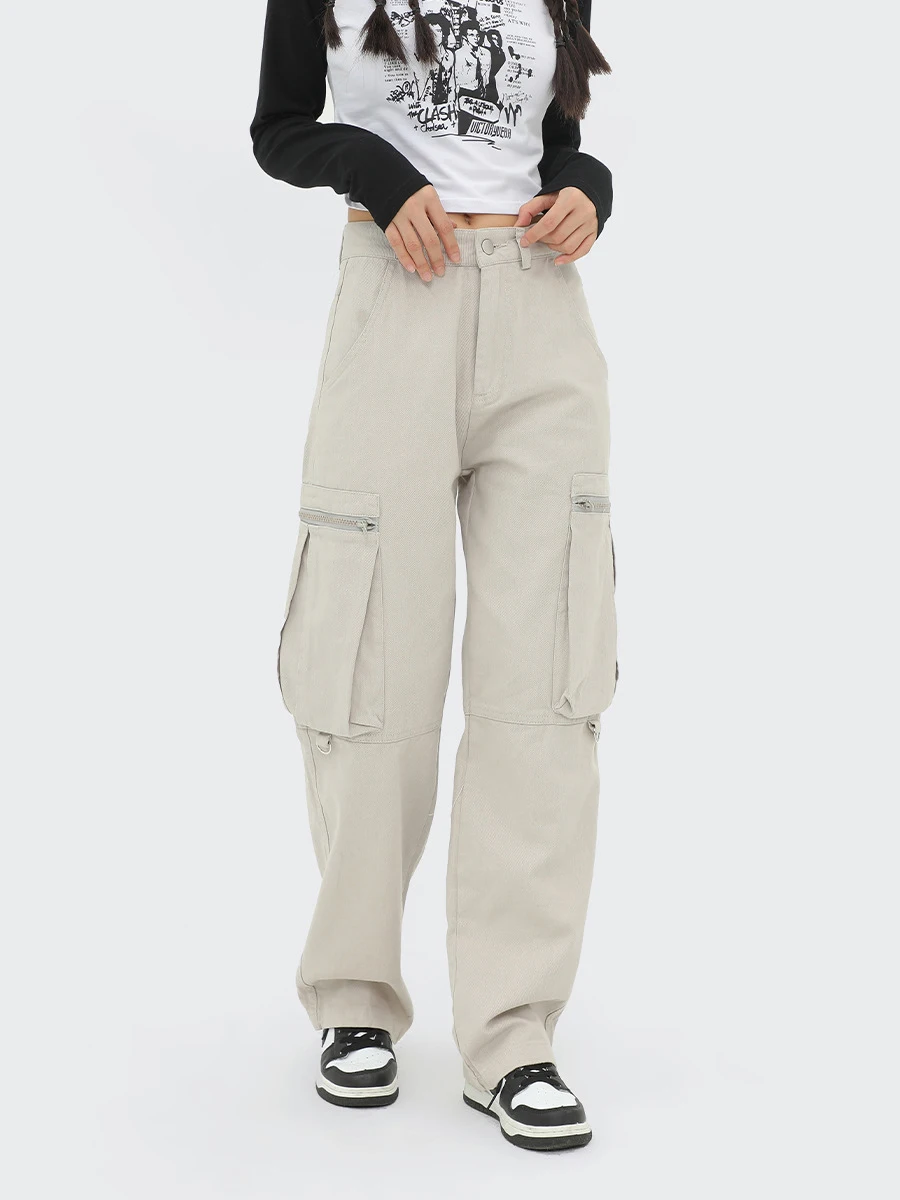 MTR3287 New Arrivals Custom Unisex Oversized Big Zipper Pocket Cargo Pants For Men Women