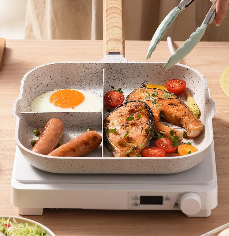 2023 New Style 3 in 1 Non-Stick Kitchenware Outdoor BBQ Plate Camping Grill Breakfast Pan Frying Pan Set