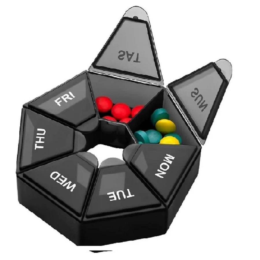 Hot Selling Counter Water Cute 7Days Box Organizer Weekly Travel Monthly Pills Cases Container