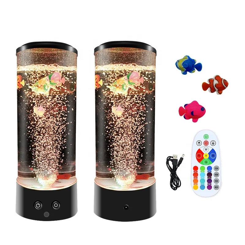 Hot Sale 11.5' USB Night Light Leds Colorful Artificial Plastic Bubble Fish Lamp Aquarium Fish Table Lamps Novelty Gift for Kid