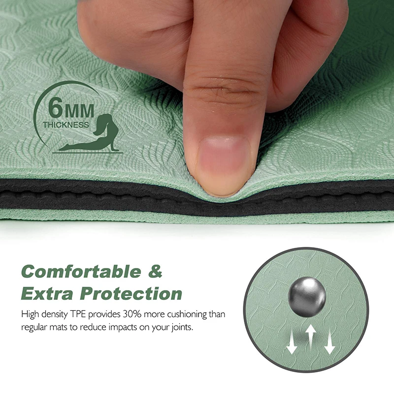 Custom Brand Logo Eco Friendly Extra Thick Non Slip Exercise Fitness Mat 6mm Waterproof TPE Yoga Mat