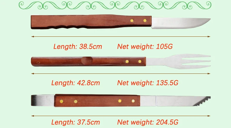 8-piece Wooden Handle Grill Apron Set Multifunctional Barbecue Set Outdoor bbq Tool Combination Set