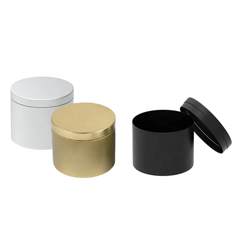 120ml 4 oz Gold Packaging Tin Custom Round Metal Matt Black Candle Tin With Lid (NIR04)