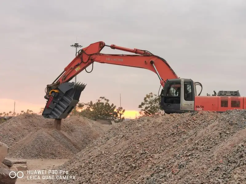 excavator attachments crushing buckets hydraulic crusher bucket