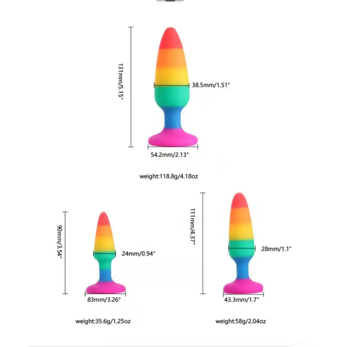 Waterproof Rainbow Anal Butt Plug  Sex Toy Factory Direct Wholesale  Anal Training SoSilicone Rainbow Anal Plugs Set