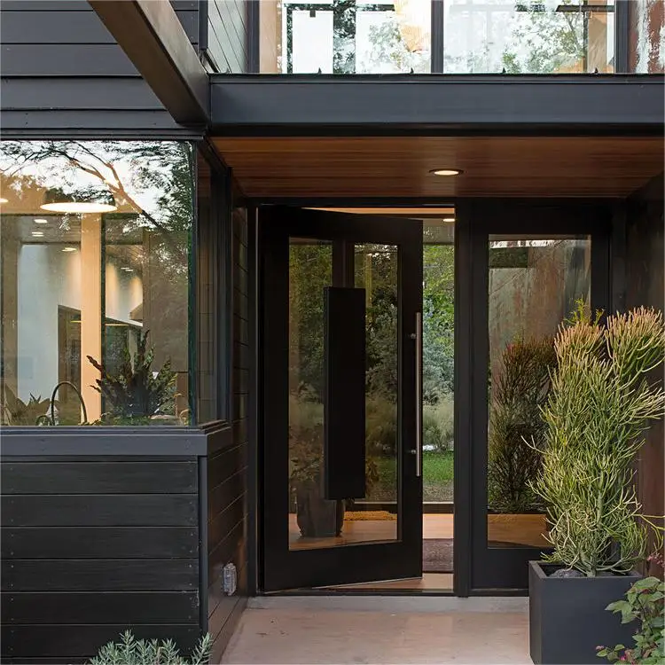 Hurricane Impact Front Glass Doors Aluminum Casement Door Cheap Price and windows Aluminium Double Glass Entry Doors