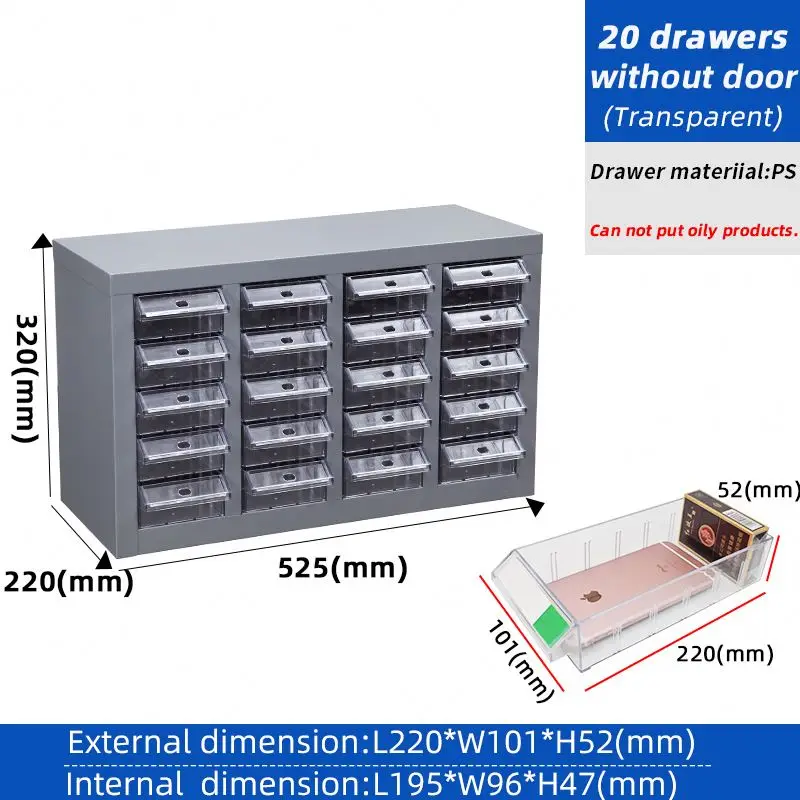 Heavy duty store small bolt screw parts plastic drawer lockable metal cabinet storage organizer with door