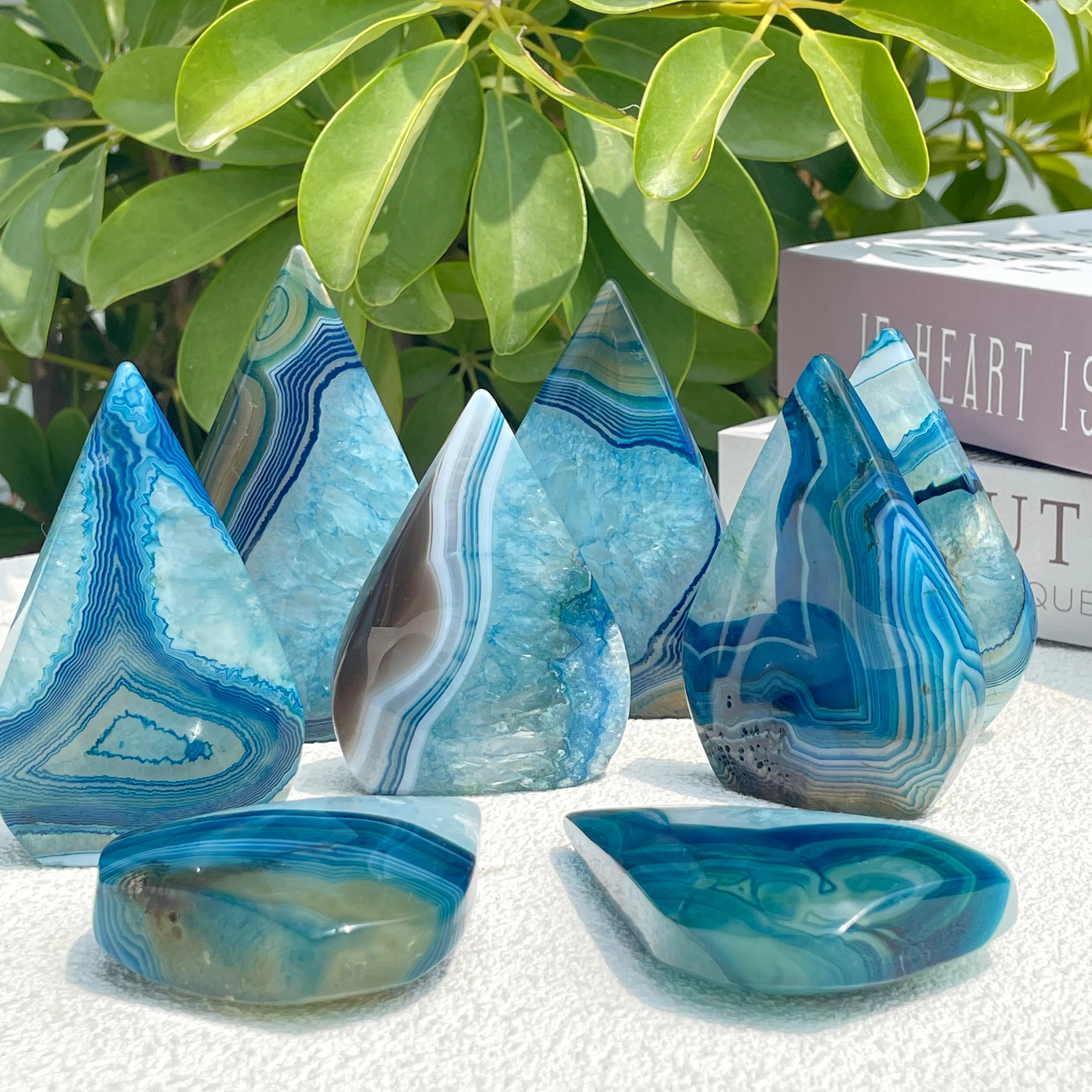 Fanshi Hot Sale Natural Blue Druzy Agate Teardrop Crystal Dyed Agate Polished Gemstone Healing Energy Balance Decoration Gift