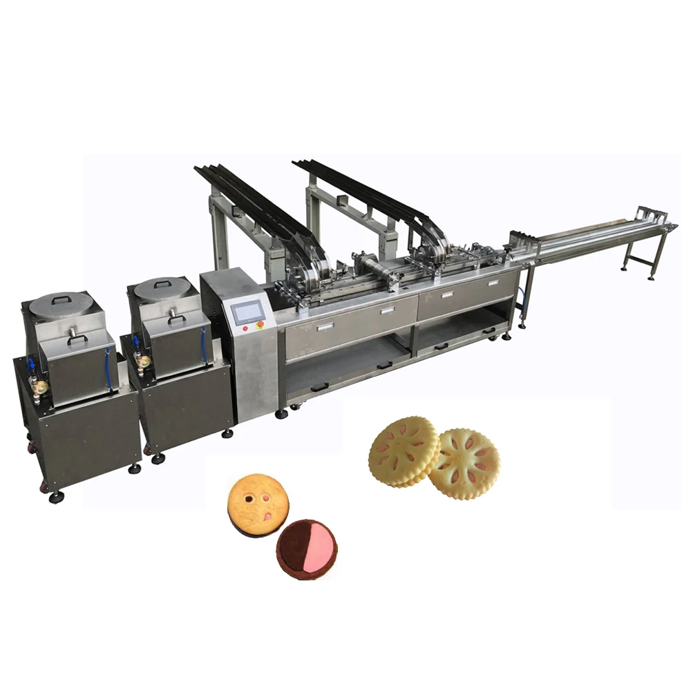 
Two color cream filling sandwich biscuit making machine price 