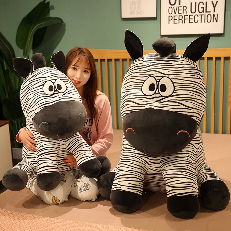 Hot selling factory direct cute zebra bed pillows plush stuffed soft toys kawaii girls zebra plush pillow