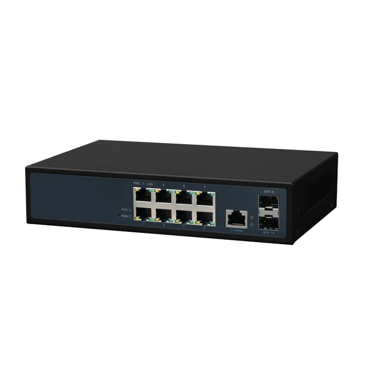  8 портов 24 В Пассивный PoE полный гигабитный 2 оптоволоконный SFP L2 управляемый VLAN LACP SNMP Реверсивный коммутатор