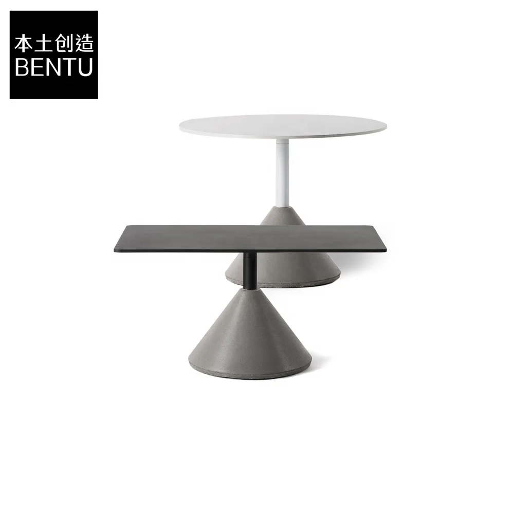BENTU DING  concrete modern round square side table for home decor coffee shop library canteen restaurant art gallery