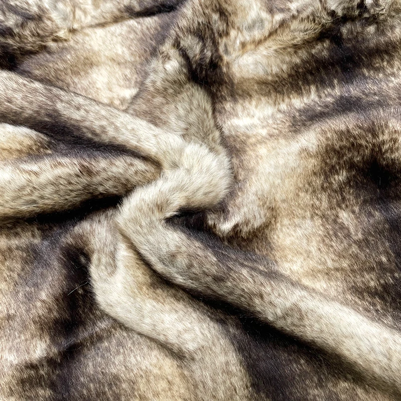 Customized Mongolian Fox Polyester Rabbit Fur Faux Long Pile Knitted Mink Soft Patterned Fur
