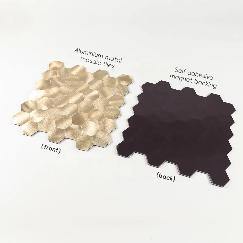 Strong Self Adhesive Magnet Backing Magnetic Aluminium Metal Mosaic Tiles For Furniture Cabinet Door etc.