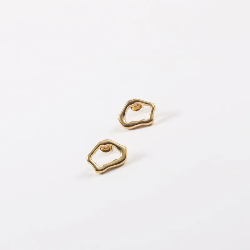 Titanium Steel Earrings with Unique Shape and 18K Gold Plating, Fashion Statement Jewelry