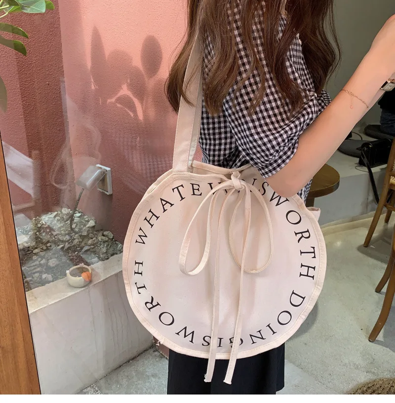 Large Cotton Canvas Tote Bag Round Shape Eco-Friendly and Durable 16oz Heavyweight Fabric with Your logo