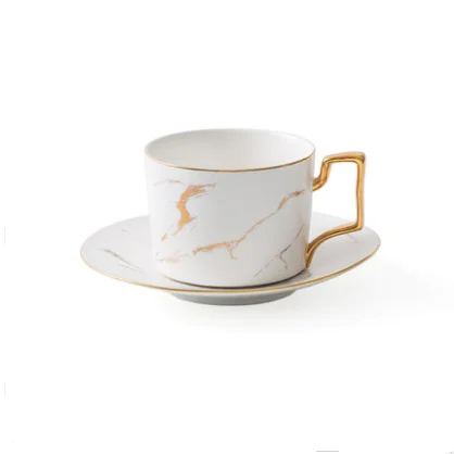 
250 ml European Style Luxury gold ceramic tea set coffee mug cup for home coffee shop bar 