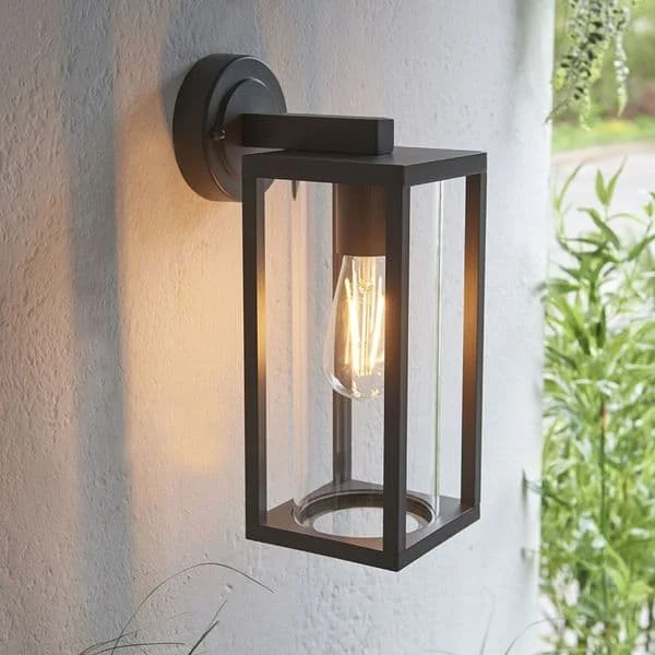 Die-cast aluminum glass shade downward waterproof e27 15w garden square outdoor wall light