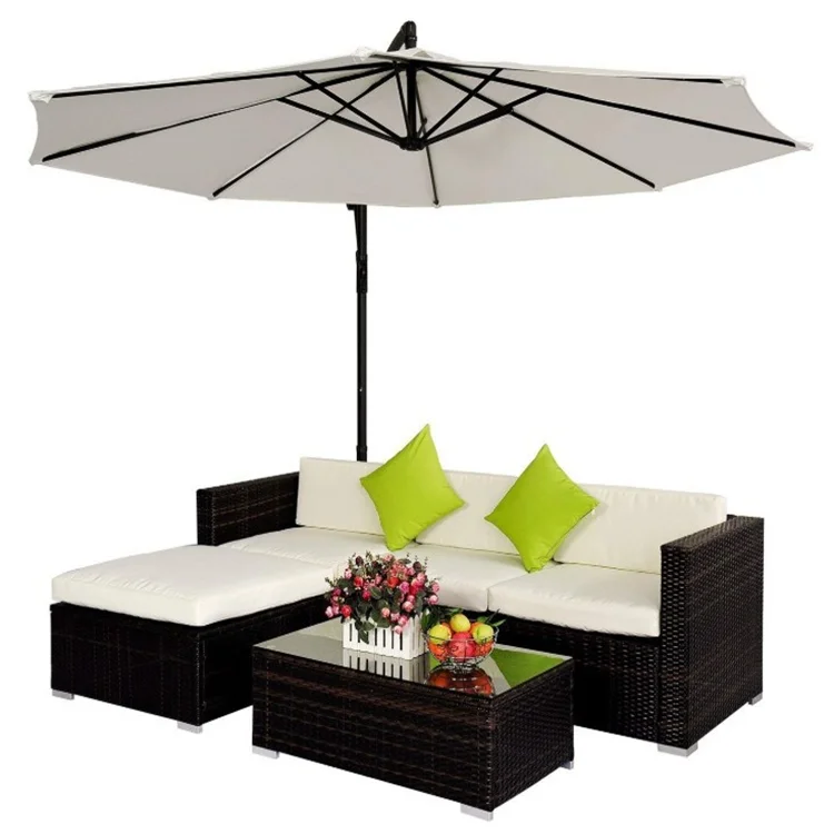 Crosley Sea Island 5-Piece Sectional Set Gray Steel KD Sofa Set