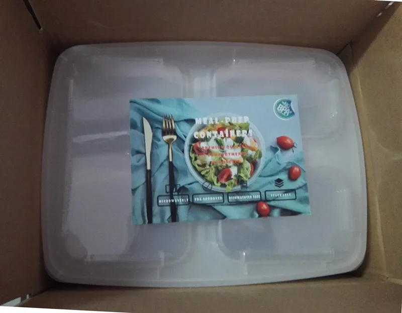 Stackable 3 Compartment 10 Pack Reusable BPA Free Meal Food Prep Box