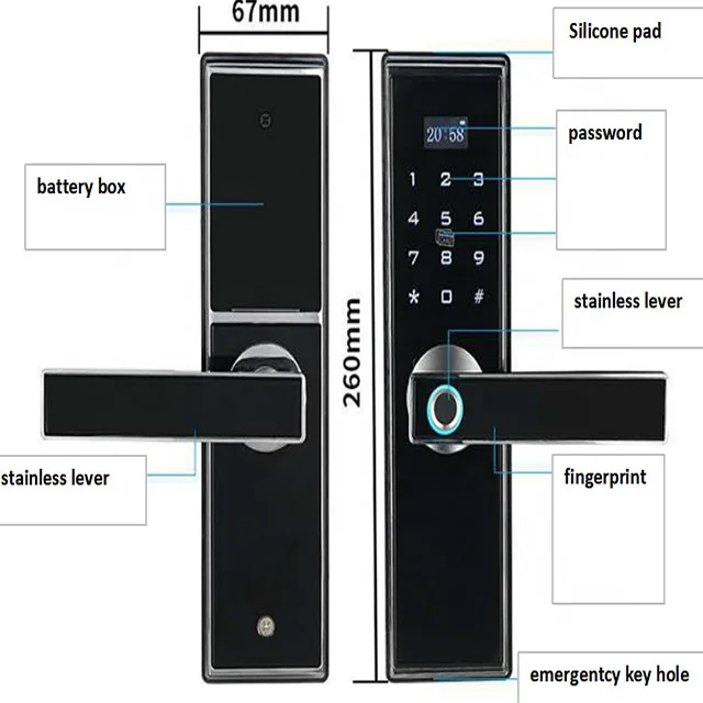 Smart Fingerprint Lock Electric Biometric Lock Zinc Alloy Wooden Metal Door for Indoor Home Smart Digital Electronic Lever Lock