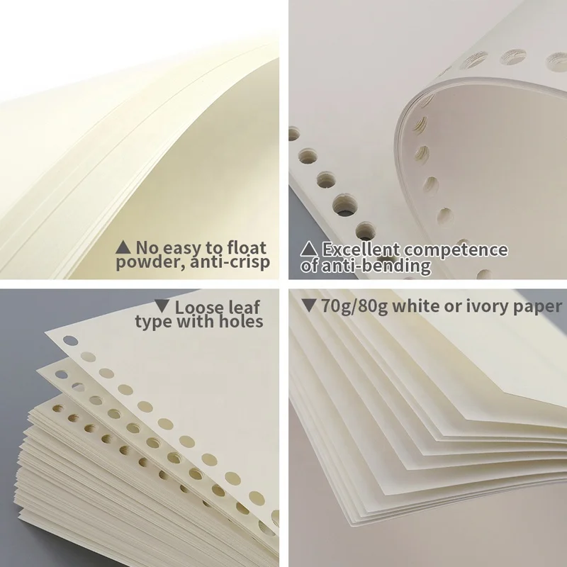 A4 B5 high quality 70gsm/80gsm perforated copier paper ivory/white pack 100 sheets
