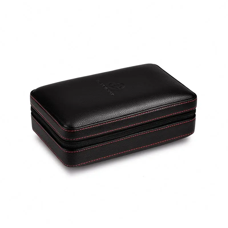 Genuine Leather Wooden Cigar Box Travel Portable Humidor With Hygrometer Custom Cigar Painting Box Display Humidor