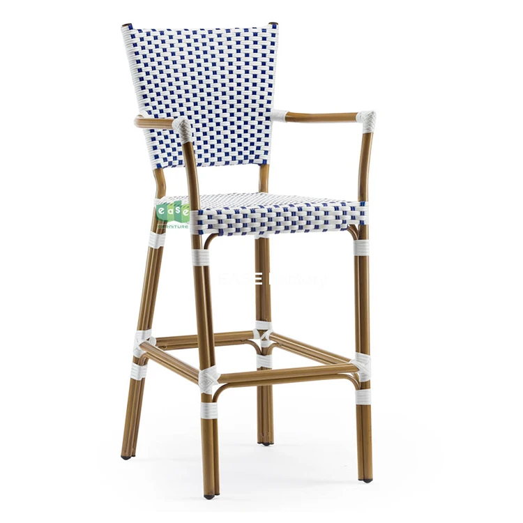 Outdoor rattan french bistro bar chair stackable for cafe and restaurant (E3010)