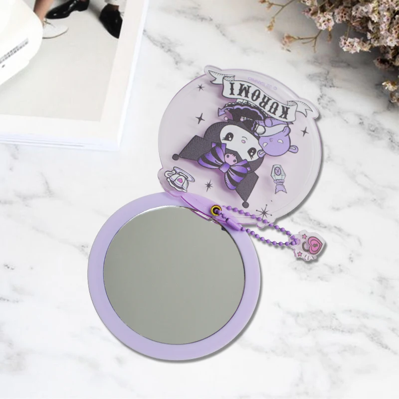 Custom Gift Acrylic Portable Rotating Small Mirror Hd Handheld Mirror Sliding Cover Mini Simple Makeup Mirror