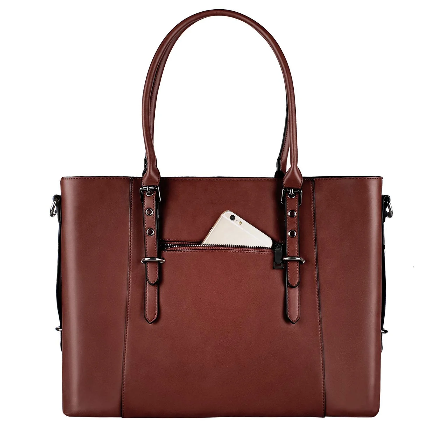 Custom LOGO Totebag Vintage Waterproof Hand Bag Briefcase PU Leather Laptop Tote Bag Ladies Satchel