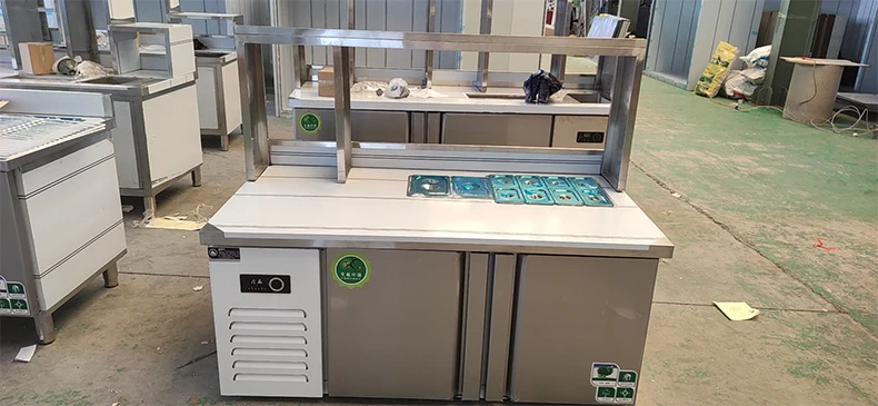 Вентилируемые холодильное еды готовить Рабочий стол холодильник салат/тесто для пиццы стол/витрина охладитель с