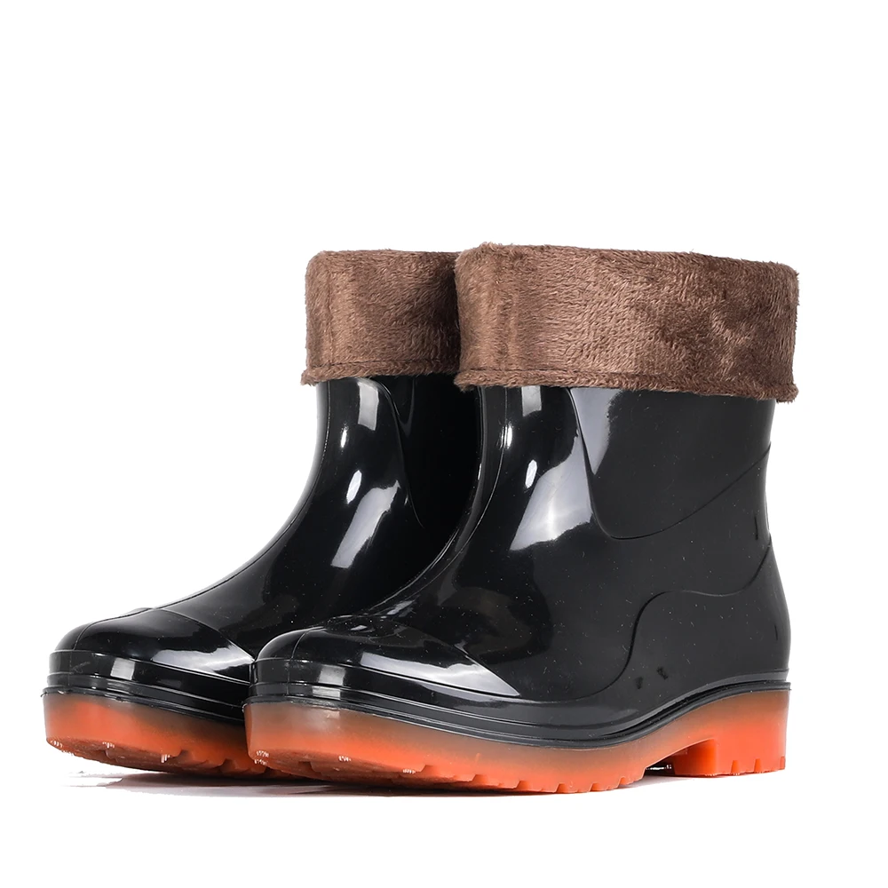 Непромокаемые ботинки из ПВХ, Уличная обувь для грязи, резиновые сапоги, противоскользящая обувь, прочные теплые мужские сапоги