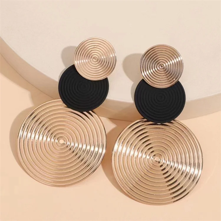Wholesale Customized Copper Spray Painted Earrings Round Pendant Earrings Women Jewelry Accessories