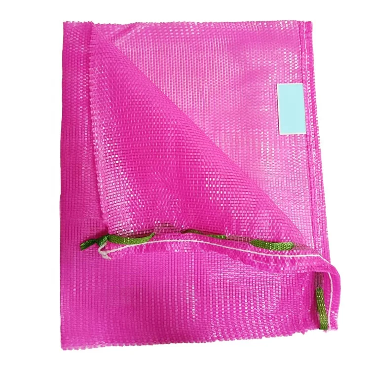 Customized size logo design color plastic pp mesh bag for onion potato vegetable fruit sacking net leno bags