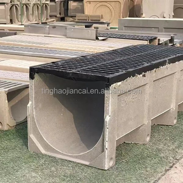 Modern Industrial Design Resin-Concrete Linear Drainage Ditch Ductile Iron U-Shaped Groove Edge Protection for Outdoor Parks